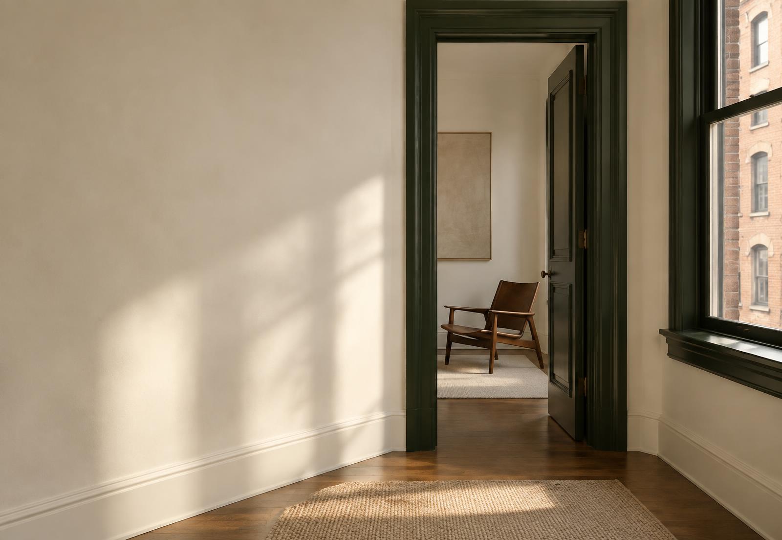 Quiet architectural interior with soft daylight